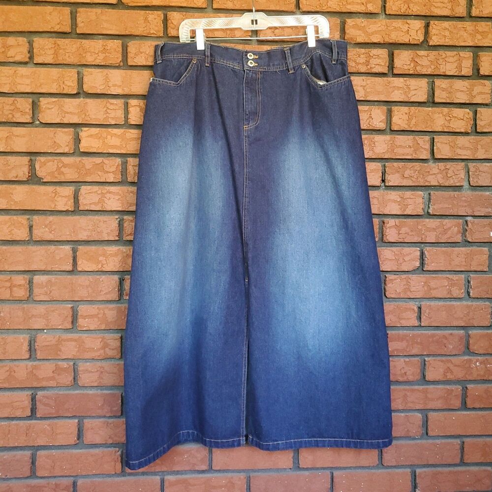 Carolina Blues Denim Maxi Skirt Size 20W Blue Fade Prairie Modest A Line Western